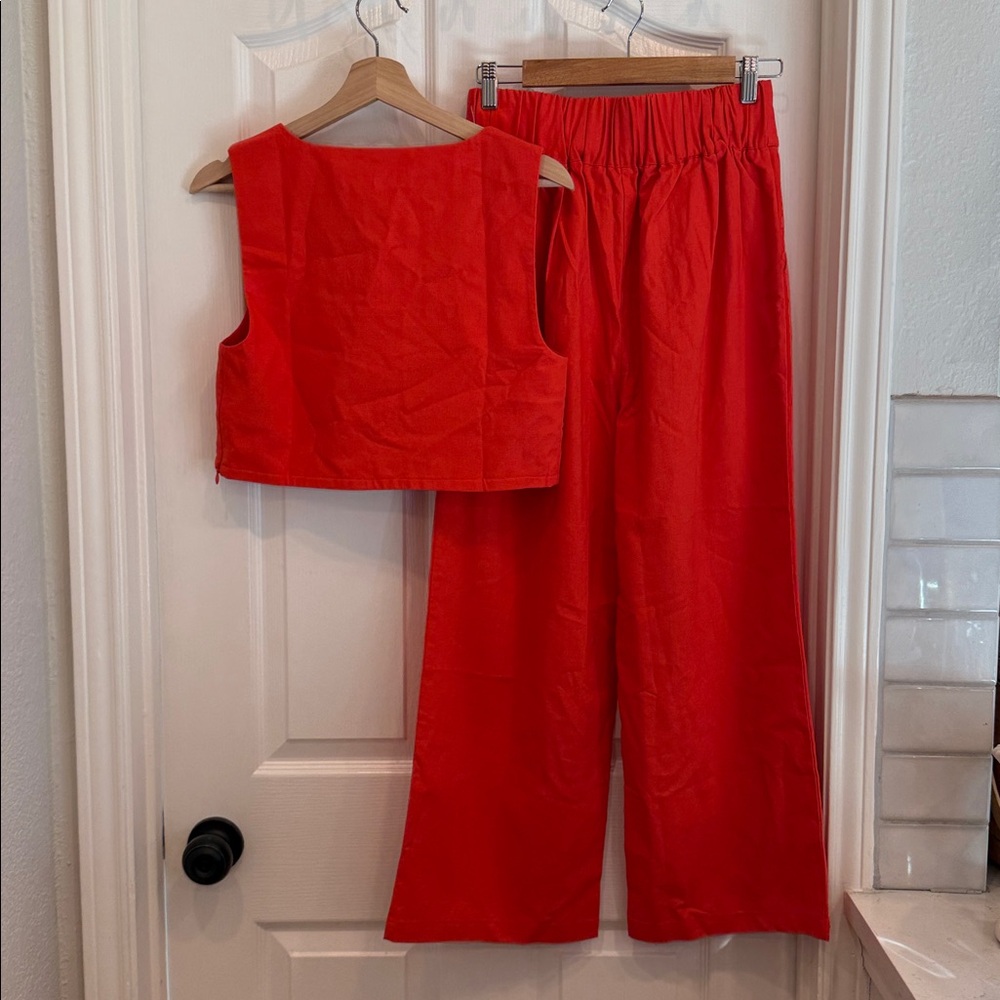 Kourt Sabal set NWT Square neck boxy top and pants linen blend - Picture 13 of 15